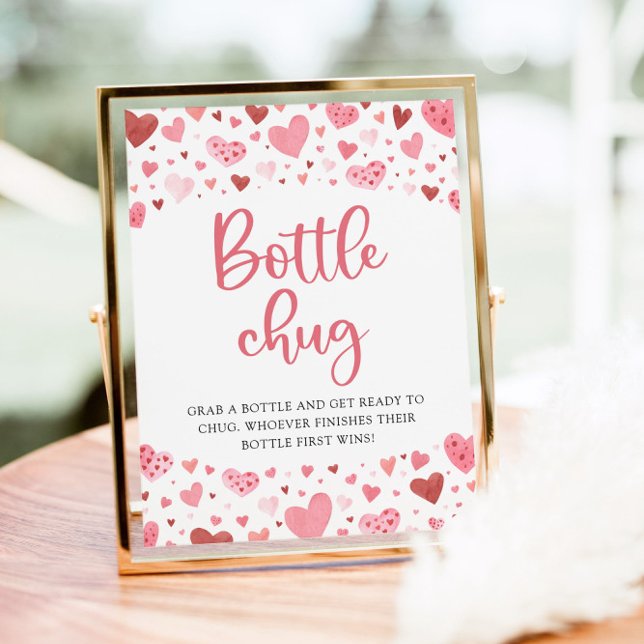 Pink Hearts Valentine Flasche Umarmung Babydusche  Poster (Von Creator hochgeladen)