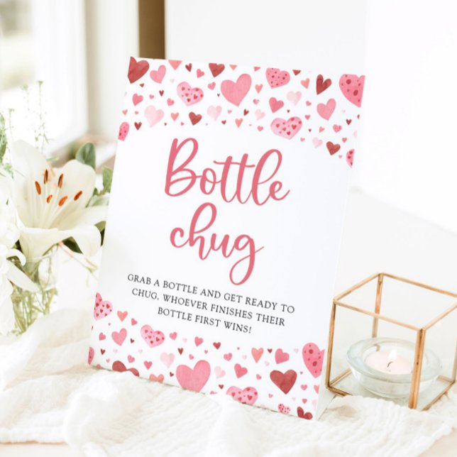 Pink Hearts Valentine Flasche Umarmung Babydusche  Sockelschild (Von Creator hochgeladen)