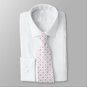 Pink Hearts White Diamonds Raute Pattern Krawatte