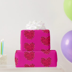 Pink Hearts Wrapping Paper Geschenkpapier