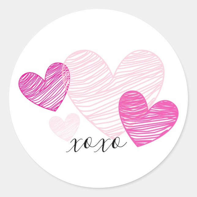 PInk Hearts XOXO Personalisiert Stickers (Vorderseite)