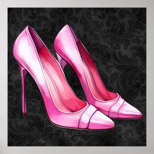 Pink Heelses Shoes Poster