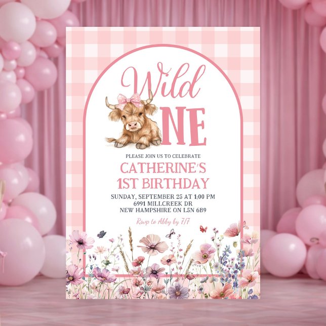 Pink Heifer Bull First Birthday Invitation (Créateur téléchargé)
