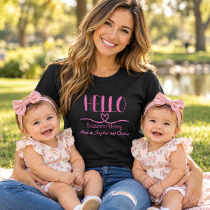 PINK Hello Girl Mom Herz Geschichte  T-Shirt