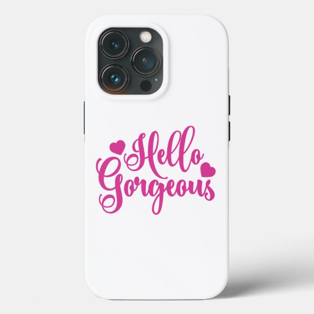Pink Hello Gorgeous Zitat Case-Mate iPhone Hülle (Rückseite)