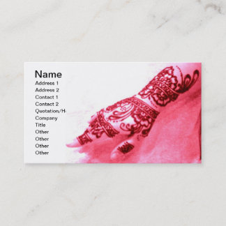 Pink Henna Hand Business Card Visitenkarte
