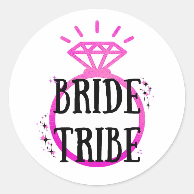 Pink Hens Party Bachelorette Ring Bride Stamm Runder Aufkleber (Vorderseite)