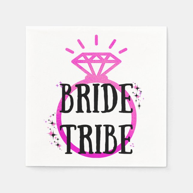 Pink Hens Party Bachelorette Ring Bride Stamm Serviette (Vorderseite)
