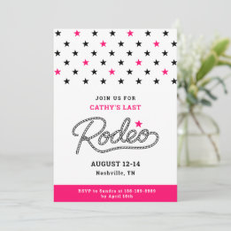 Pink Her Last Rodeo Bachelorette Party Einladung