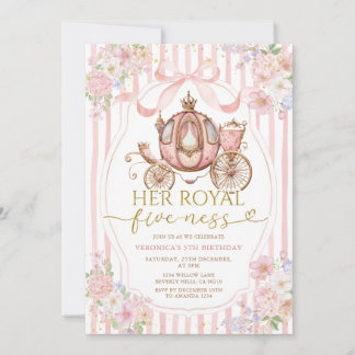 Pink Her Royal five-ness birthday Bow Coquette Einladung