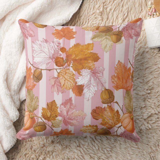 Pink Herbstleaves and Acorns Pattern - Fall Kissen (Decke)