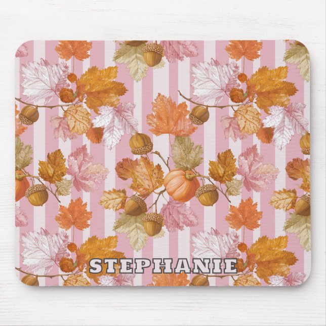 Pink Herbstleaves and Acorns Pattern - Fall Mousepad (Vorne)