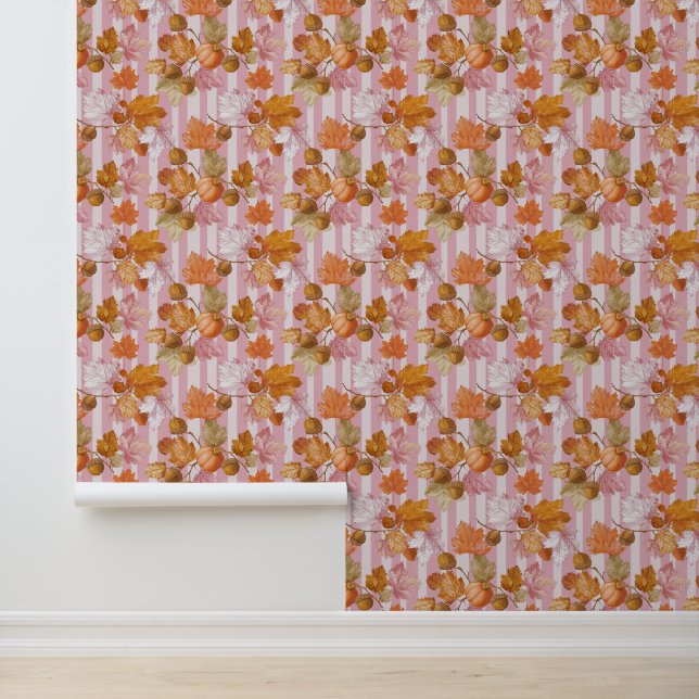 Pink Herbstleaves and Acorns Pattern - Fall Tapete (Anwendung)