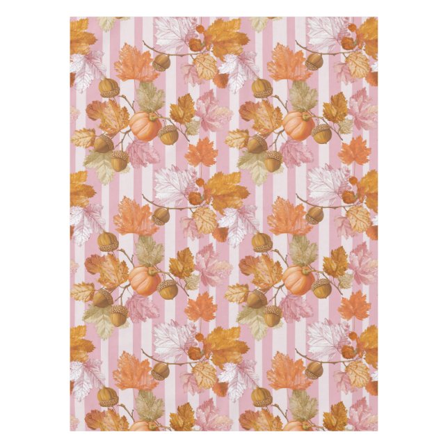 Pink Herbstleaves and Acorns Pattern - Fall Tischdecke (Vorderseite)