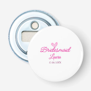 PINK Herz minimaler Zusatz Name Braut Geschenk Jah Flaschenöffner