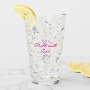 PINK Herz minimaler Zusatz Name Braut Geschenk Jah Glas