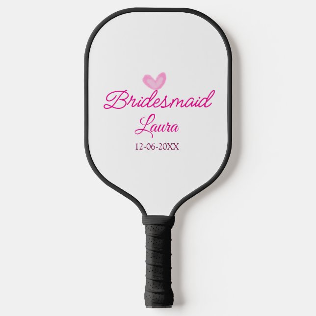 PINK Herz minimaler Zusatz Name Braut Geschenk Jah Pickleball Schläger (Vorderseite)