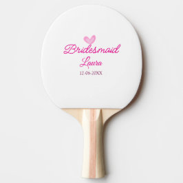 PINK Herz minimaler Zusatz Name Braut Geschenk Jah Tischtennis Schläger