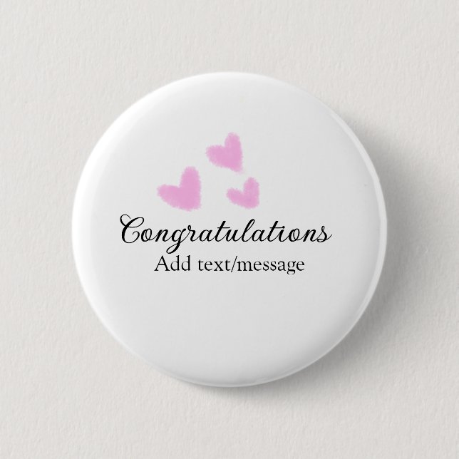 Pink Herzlichen Glückwunsch Abschluss Aquarell Button (Vorderseite)