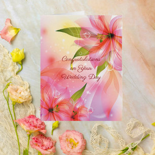 Pink Hibiscus Floral Mariage Couple Félicats Card
