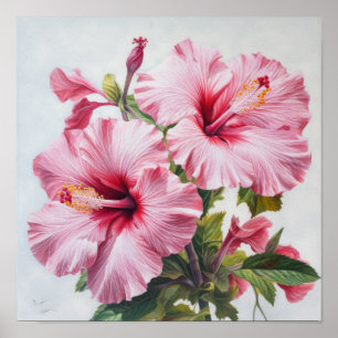 Pink Hibiscus Flower Art Imprimer Poster