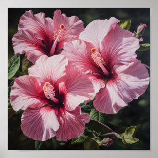 Pink Hibiscus Flower Art Imprimer Poster