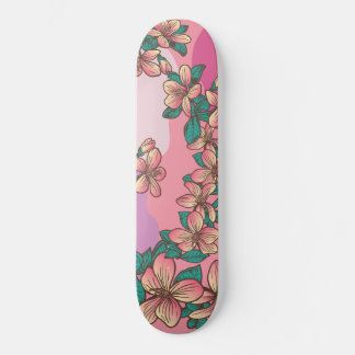 Pink Hibiscus Hawaiian Flowers Floral Skateboard