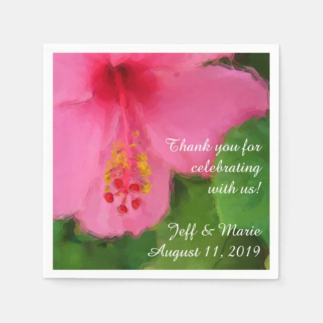 Pink Hibiskus Blume Beach Hochzeit Serviette (Vorderseite)