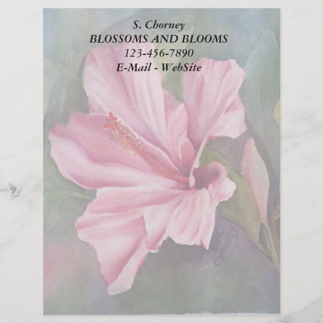 PINK HIBISKUS KUNSTBAR LETTERHEAD BRIEFKOPF (Vorderseite)