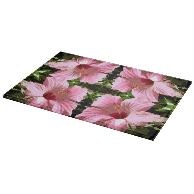 Pink-Hibiskus-Muster Schneidebrett (Ecke)