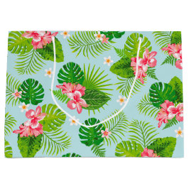 Pink Hibiskus Palm Geschenktasche Große Geschenktüte