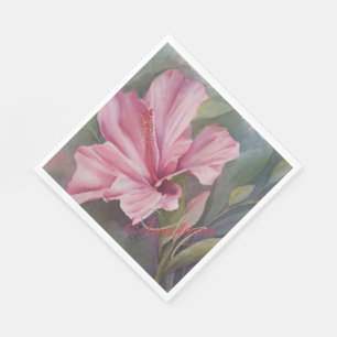 PINK HIBISKUS TROPICAL REVICAL PARTY MONOGRAM SERVIETTE