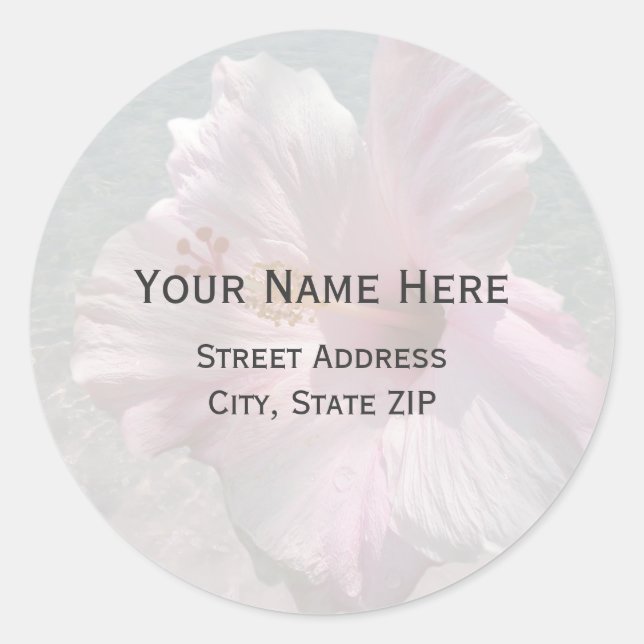 Pink Hibiskus und Ocean Water Address Label Runder Aufkleber (Vorderseite)
