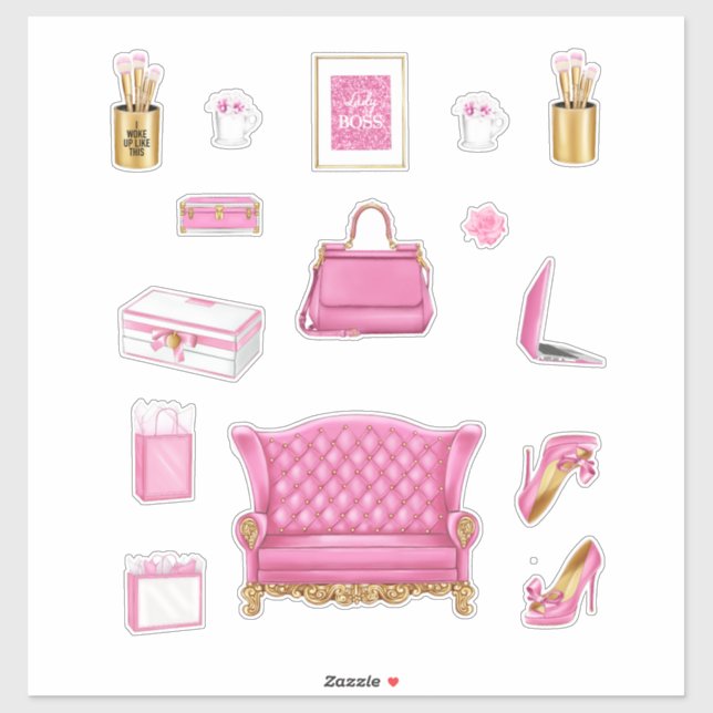 Pink High Fashion Heelse Pursuit & Accessoires Aufkleber (Blatt)