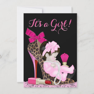 Pink High Heel Shoe Babydusche Einladung