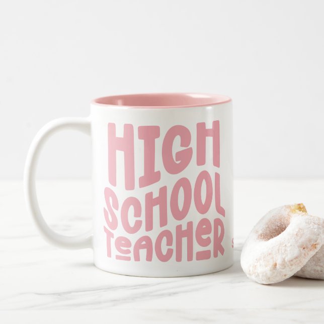 Pink High School Teacher Appreciation Zweifarbige Tasse (Mit Donut)