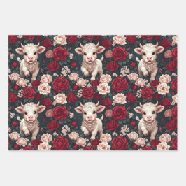 Pink Highland Cow Yarn Rose Knitter Geschenkpapier Set