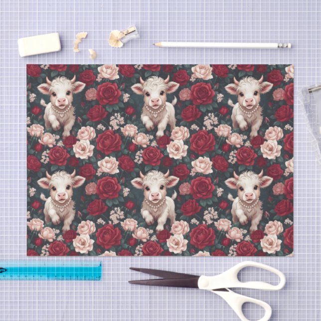 Pink Highland Cow Yarn Rose Seidenpapier (Handwerk)