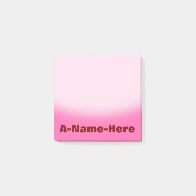 Pink-Hintergrund mit kastanienbraunem mutigem Post-it Klebezettel (Vorderseite)