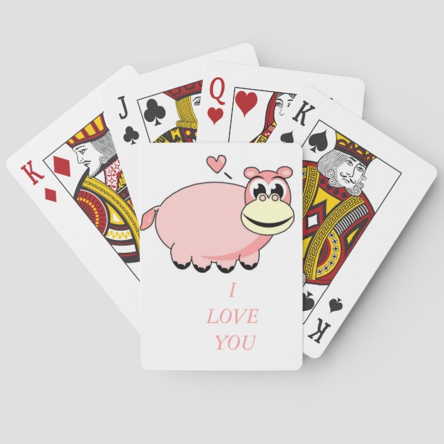 Pink Hippo Liebe Spielkarten (Rückseite)