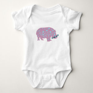 Pink Hippopotamus Baby Jersey Bodysuit Strampler
