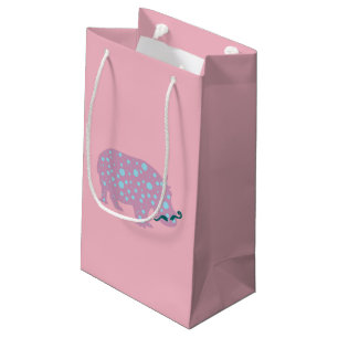 Pink Hippopotamus Mustache Geschenktasche Kleine Geschenktüte