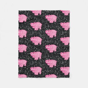 Pink Hippos Niedlich Hippopotamus Lächeln Gesicht Fleecedecke
