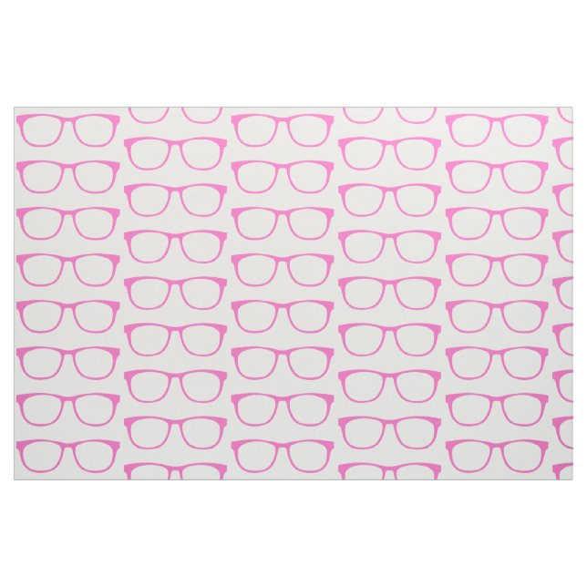 Pink Hipster Geek Glasses Fabric Stoff (Fat Quarter (45,7 x 55,9 cm))