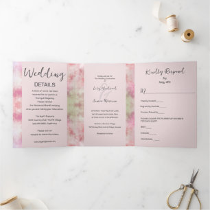 Pink-Hochzeit Dreifach Gefaltete Einladung