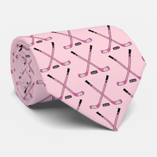 Pink Hockey Sticks und Puck Krawatte