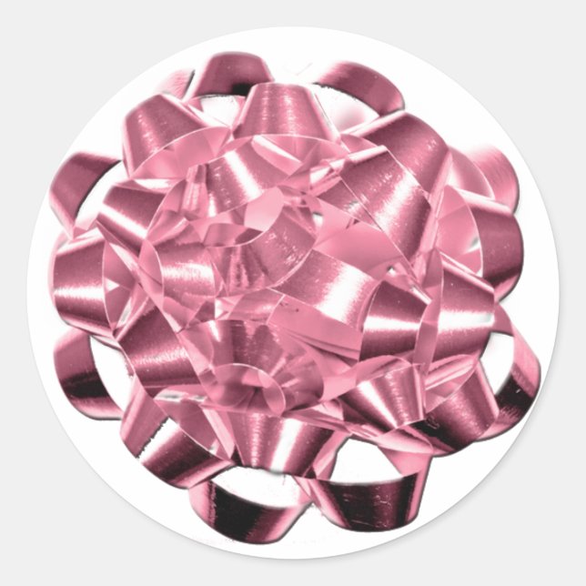 Pink Holiday Bow Weihnachtskarten Aufkleber (Vorderseite)