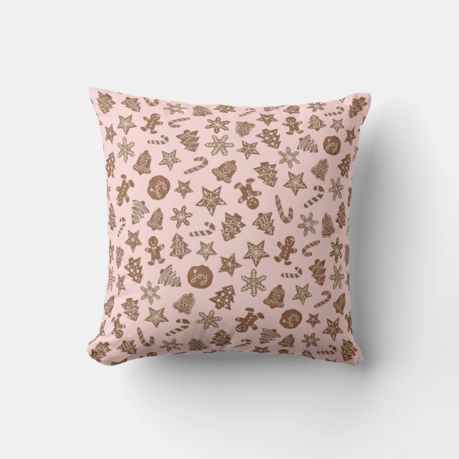 Pink Holiday Cookies Muster Kissen (Vorderseite)