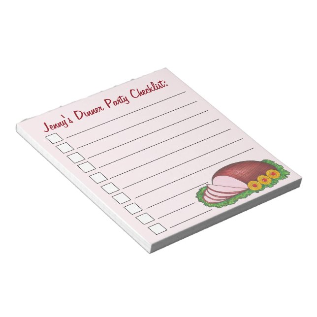 Pink Holiday Ham Weihnachts Ostern Abendessen Part Notizblock (angewinkelt)