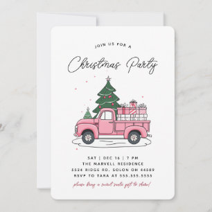 Pink Holiday Weihnachts-Abendessen Party Einladung